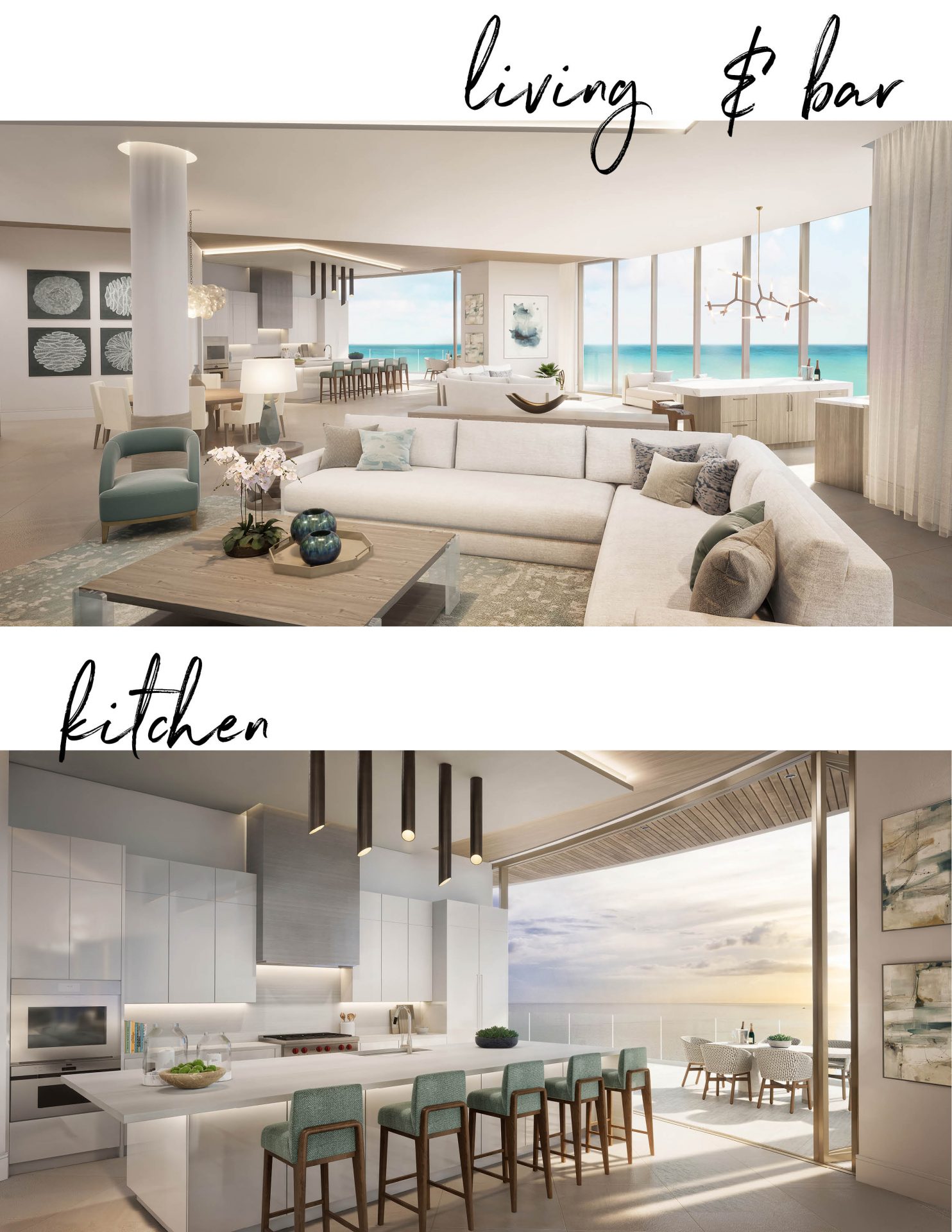Living room bar kitchen